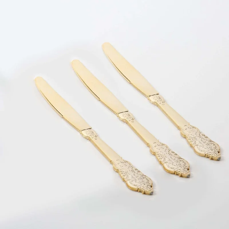 Venetian Design Gold Plastic Knives | 20 Knives