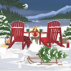 Lakeside Holiday (Beverage Napkin)