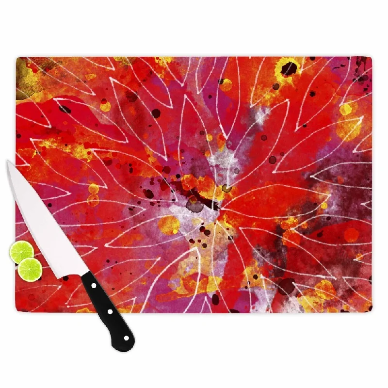 Kess InHouse Li Zamperini 'Flame' Red and Yellow Glass Cutting Board