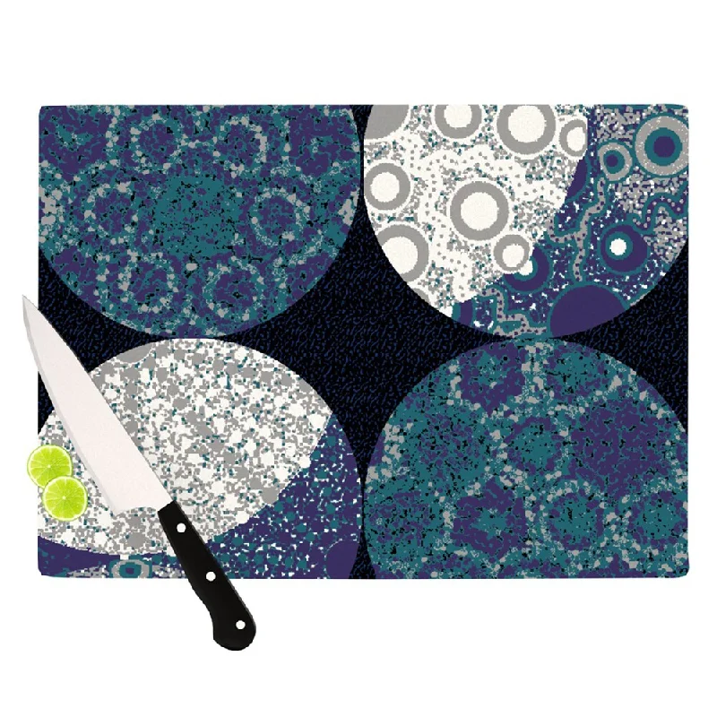 KESS InHouse Laura Nicholson "Moons" Blue Gray Cutting Board