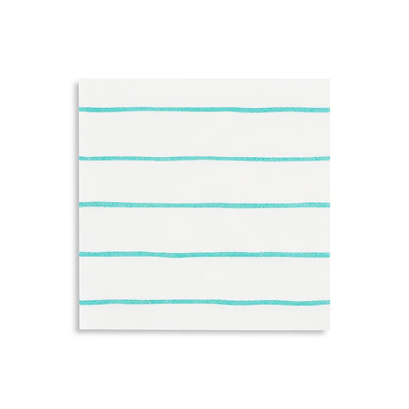 Aqua Frenchie Striped Petite Napkins