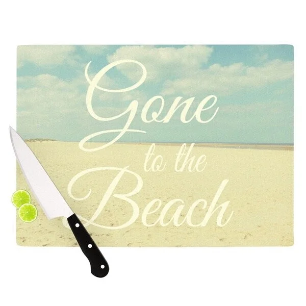 Kess InHouse Alison Coxon "Gone To The Beach" Tan Blue Cutting Board