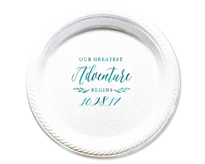 Our Greatest Adventure Begins Wedding 7" Cake Plate Design #1688