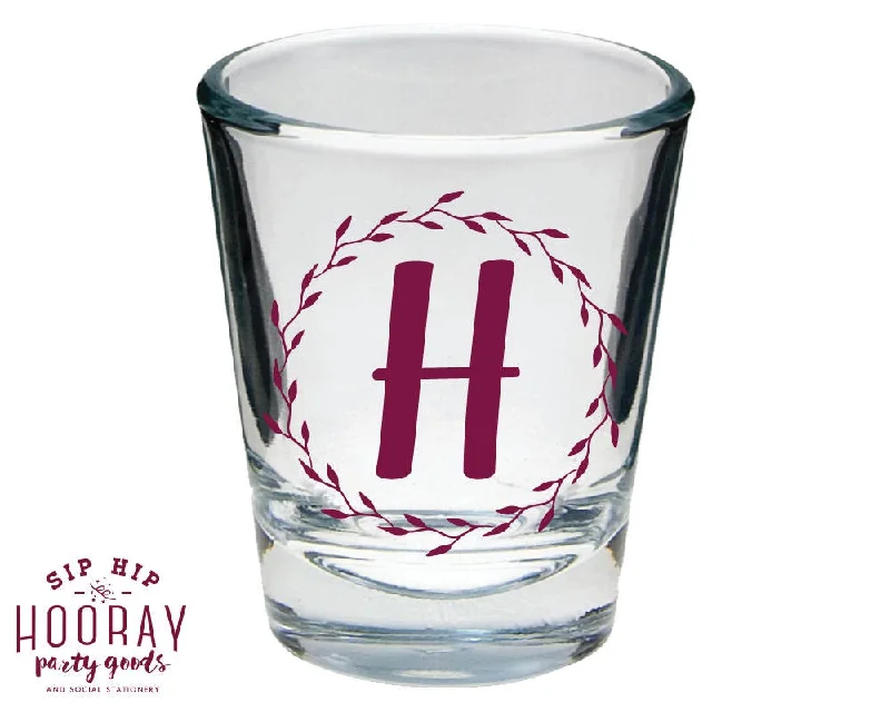 Wreath Monogram Shot Glasses #1869