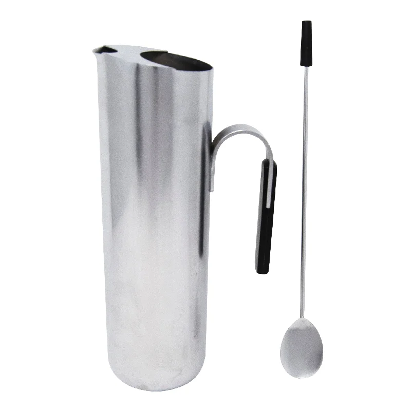 Italian Stainless Steel & Black Handles Cocktail Pitcher Set