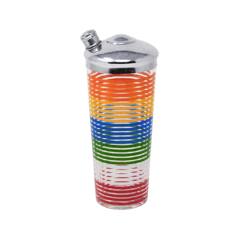 Hazel Atlas Multi Color Stripes Glass Shaker