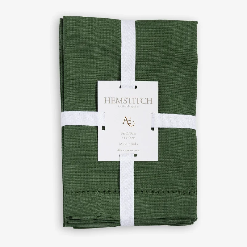 Hemstitch Napkins Set of Four (Green)