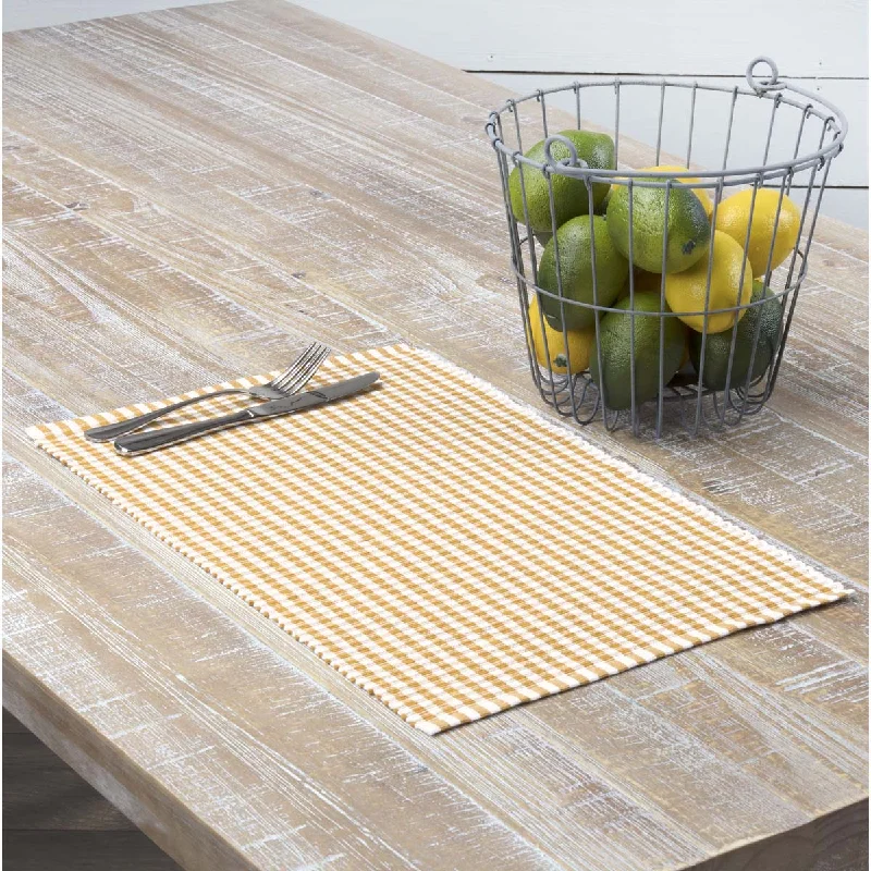 Tara Gold Ribbed Placemat Set of 6 12x18 VHC Brands