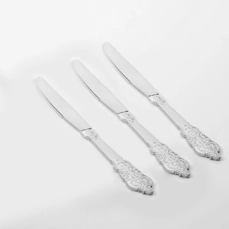 Venetian Design Silver Plastic Knives | 20 Knives