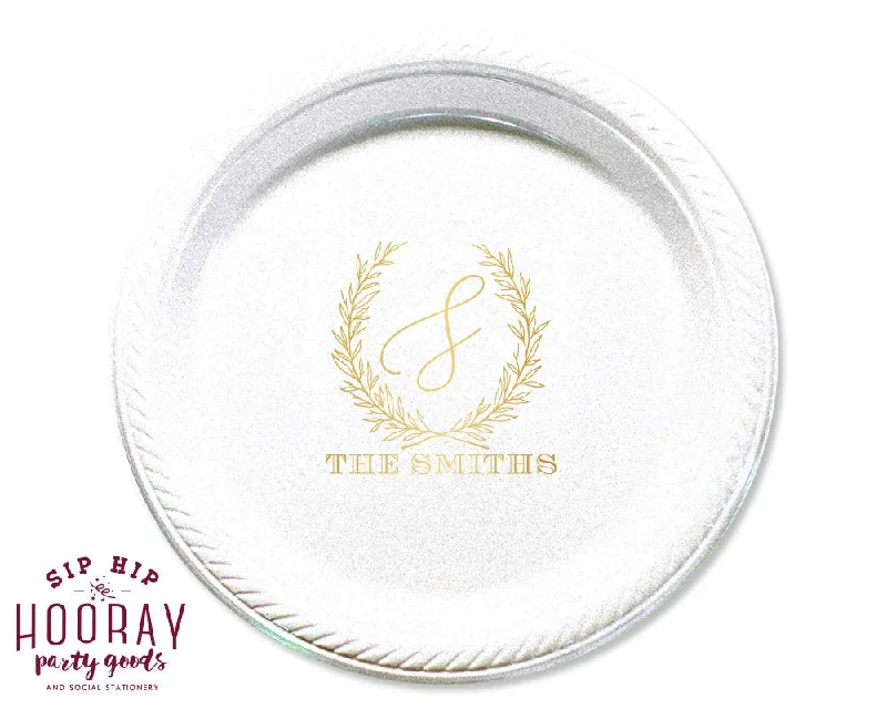 Custom Wreath Monogram Cake Plates #1962