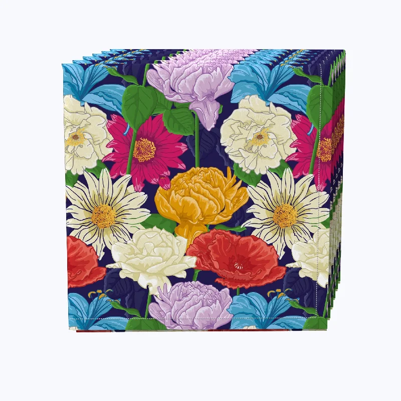 Spring Bouquet Navy Napkins