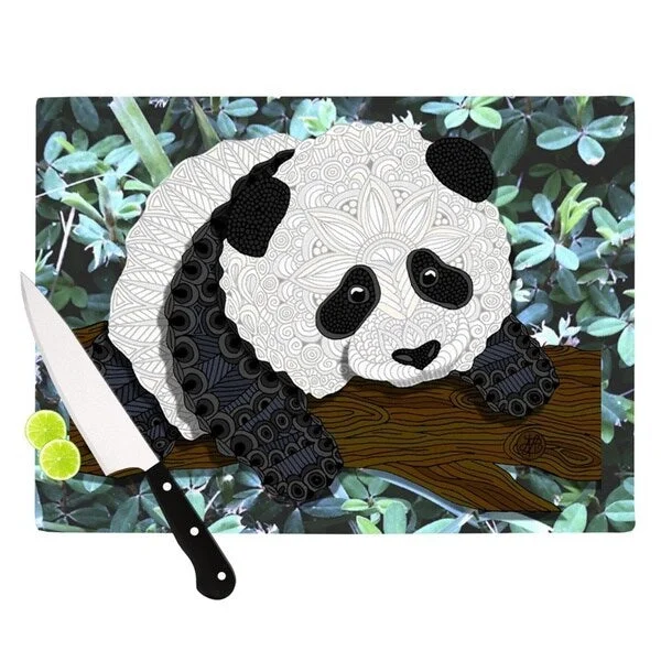 Kess InHouse Art Love Passion "Panda" Black White Cutting Board