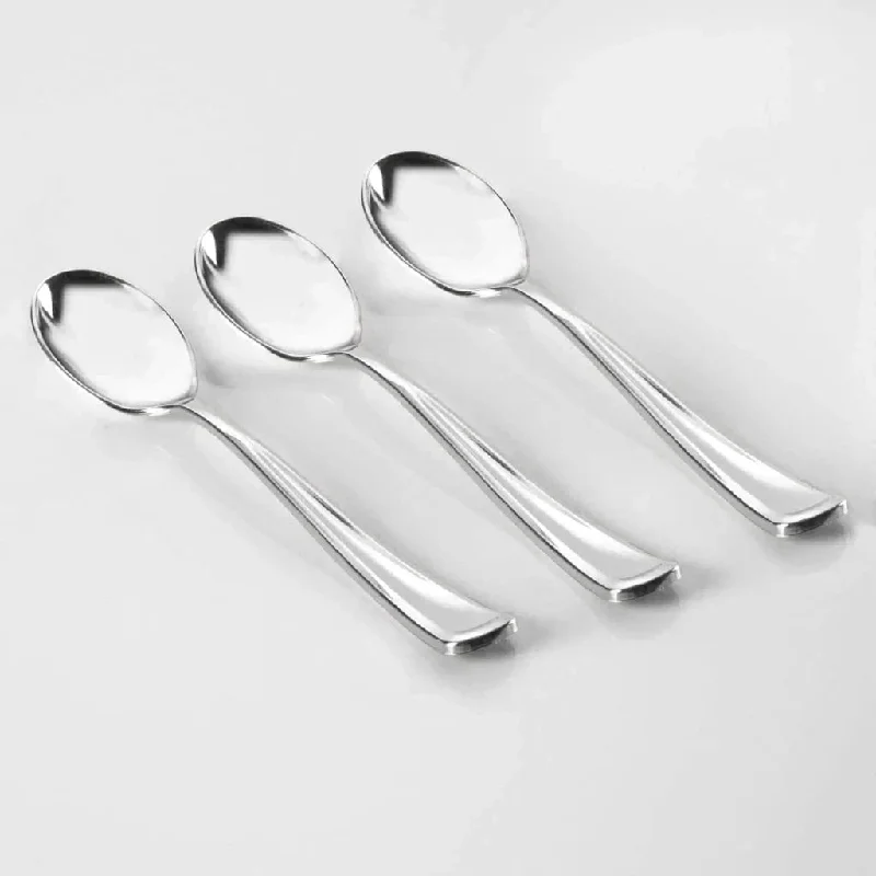 Classic Design Silver Plastic Spoons | 20 Spoons