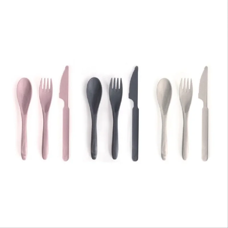 For The Earth Wheat Straw Travel Cutlery Set Of 3 Assorted Colours 20.3x5.7x2.2cm