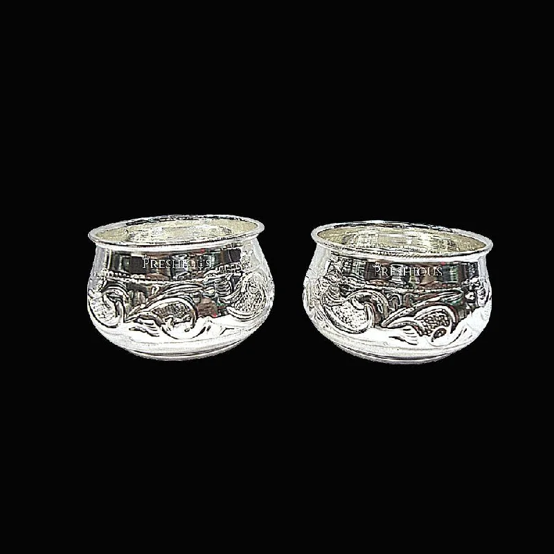 Resell: Pure Silver Bowl (Pair) - Ghee Cups With Weights (20 - 100 gms / 1.75" - 2.5" wide)