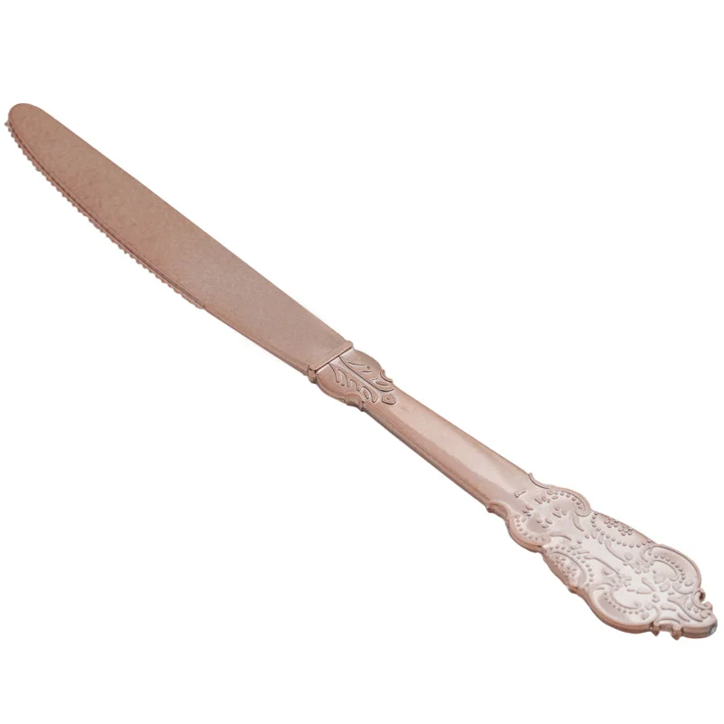 Rose Gold Plastic Knives 10/Pack - Baroque Collection