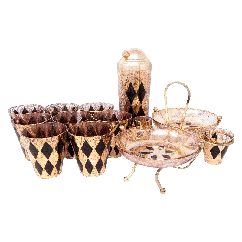 Gold & Black Diamond Cocktail Shaker Set