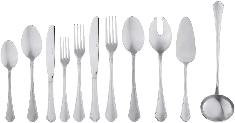 Abert Vintage Cutlery Set - Matte Silver, 77 Pieces