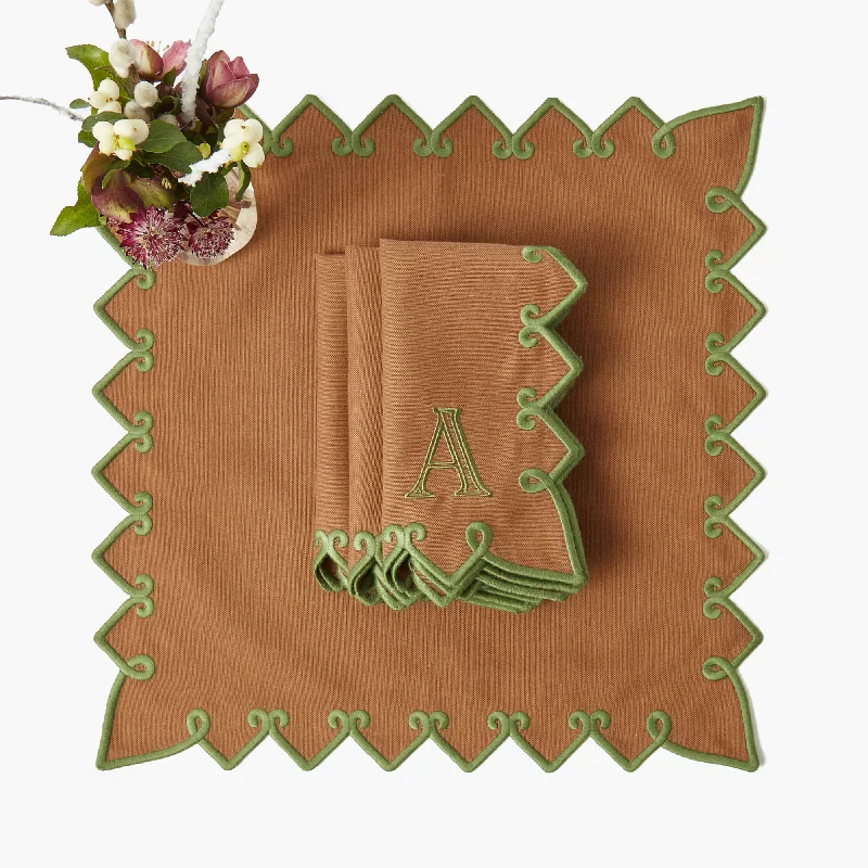 Angelina Chestnut & Green Napkins (Set of 4)