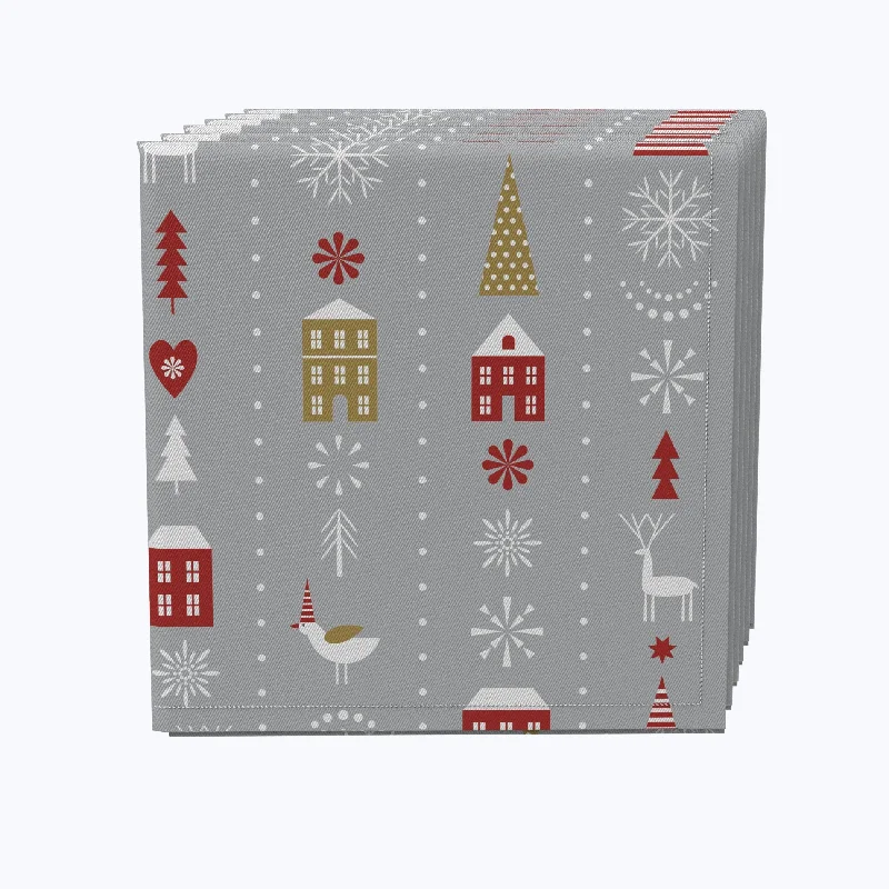 Stylized Christmas Pattern Cotton Napkins