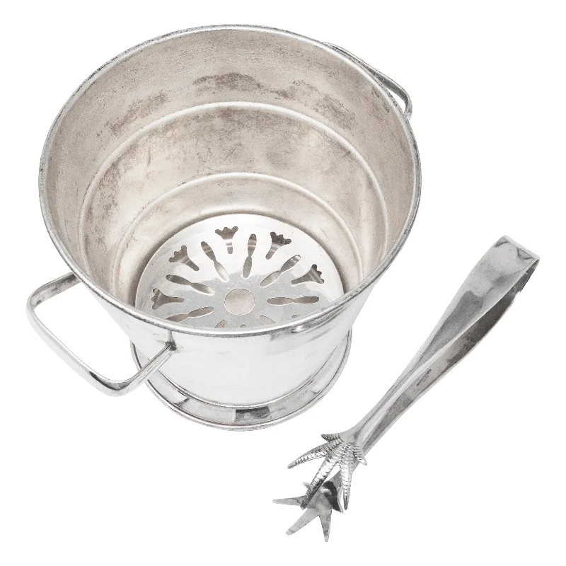 English Silver Plate Ice Bucket & Tongs Set