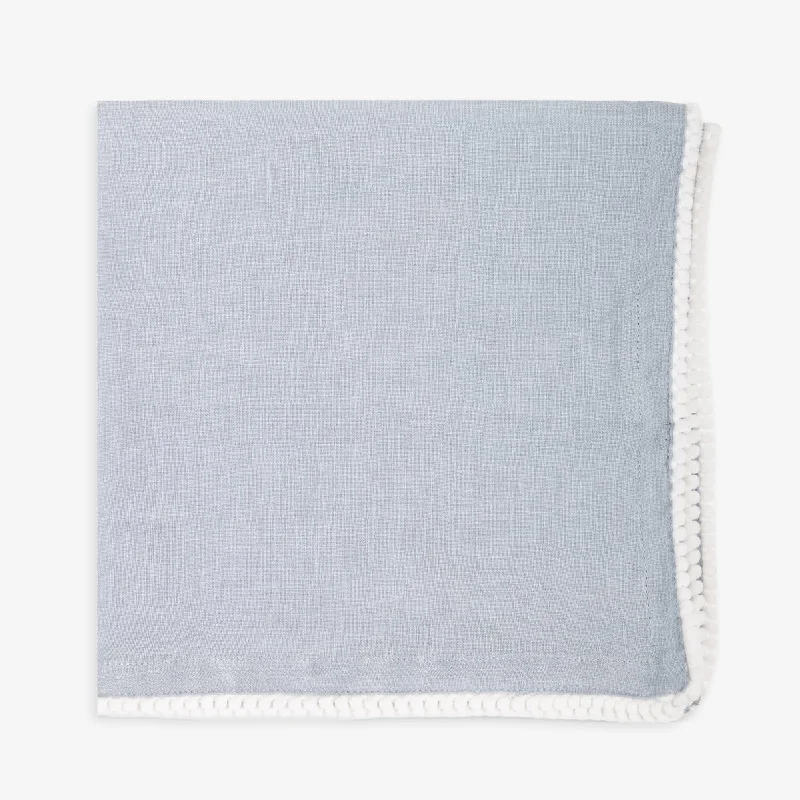 Pom Pom Linen Napkin Light Blue