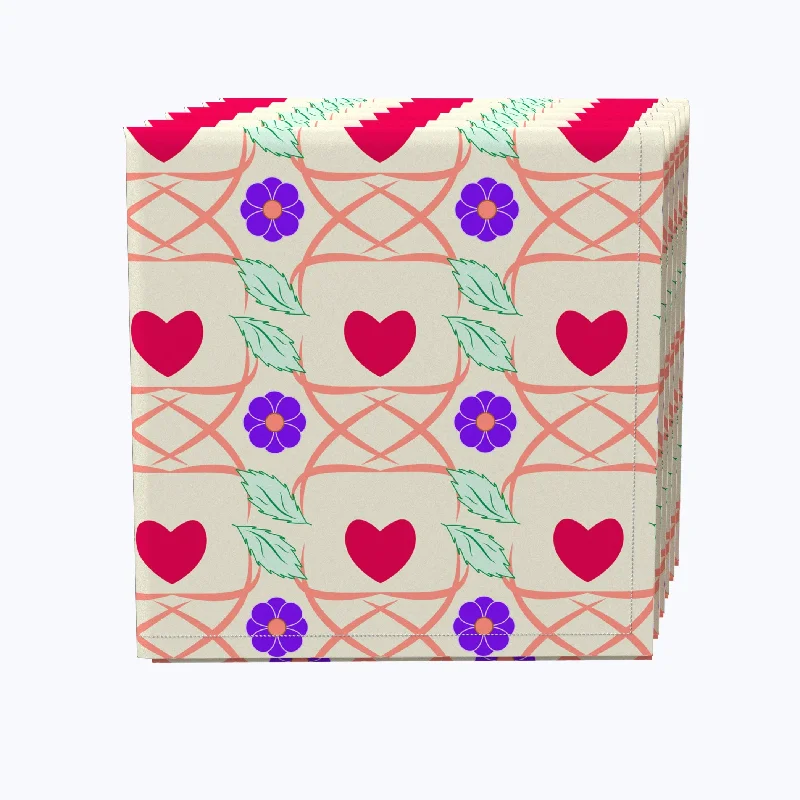 Purple Floral in Love Napkins