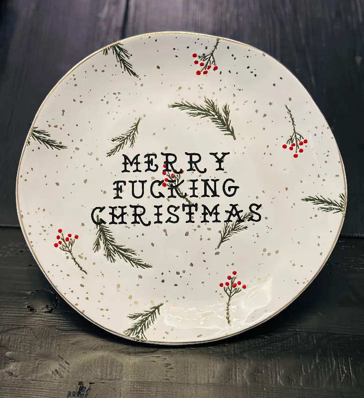 MERRY FUCKING CHRISTMAS | Vulgar vintage potters studio holiday print 11in plate