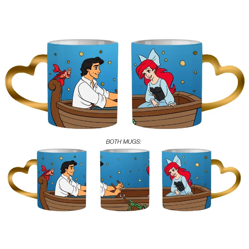 Disney The Little Mermaid Shaped Handle Foil 14oz Ceramic Mug 2 Pack