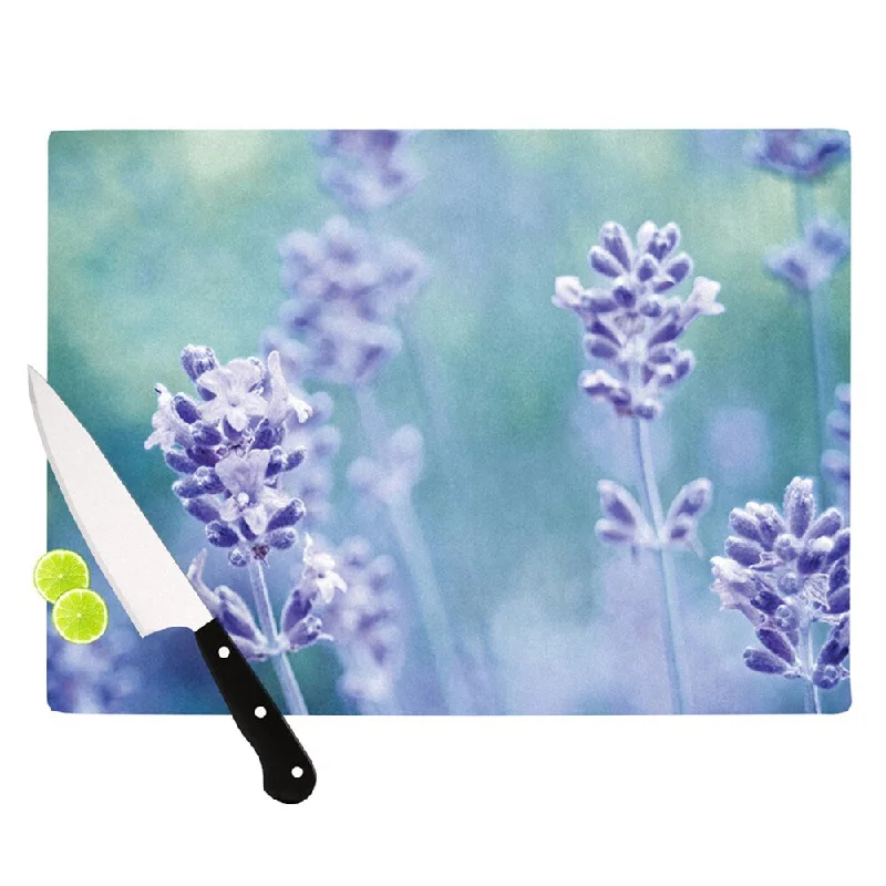 Kess InHouse Iris Lehnhardt 'Lavender Dream' Purple Glass Flower Cutting Board