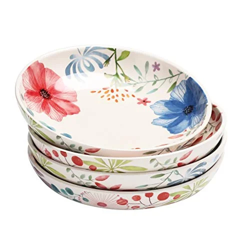 Bico Flower Dinner Bowls Set, Set of 4, Ceramic, 35oz