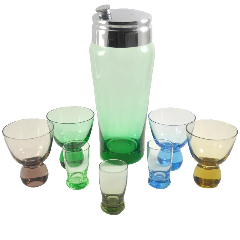 Green Glass Cocktail Shaker Set