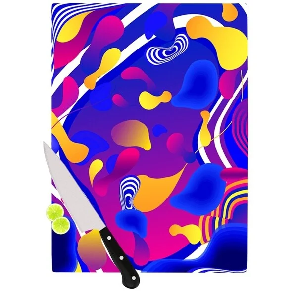 Kess InHouse Danny Ivan 'Bubbles' Blue and Purple Cutting Board