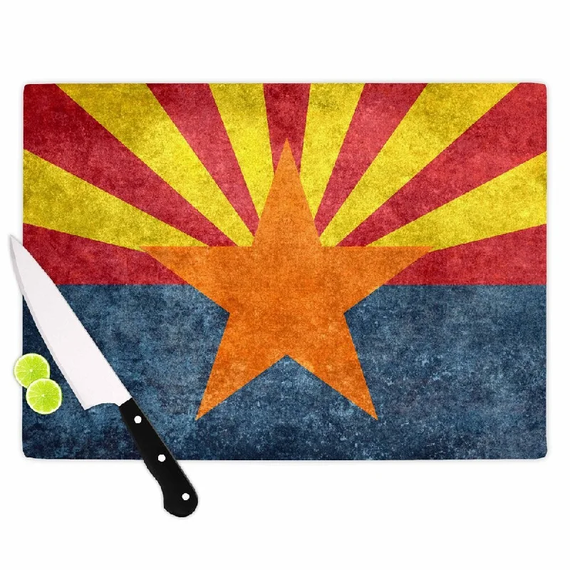 KESS InHouse Bruce Stanfield 'Arizona State Flag Retro Style' Orange Blue Cutting Board