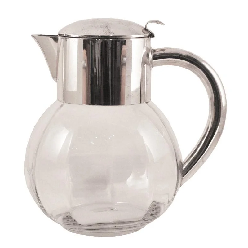 Silver Top Paneled Glass Pitcher