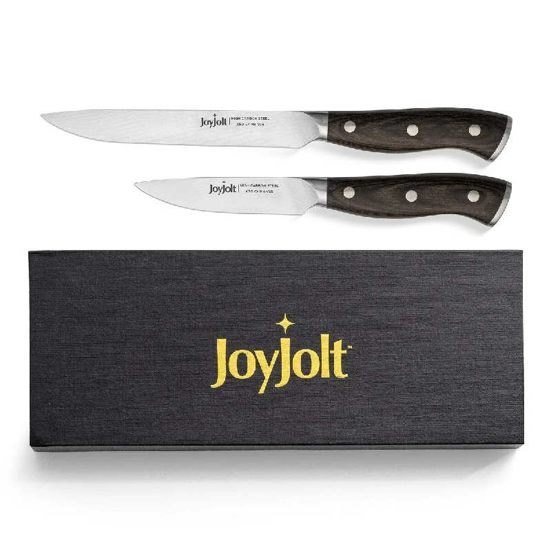 JoyJolt 2-Piece Knife Set with Slicing Knife and Pairing Knife High Carbon Steel Kitchen Knife Set - Stainless Steel