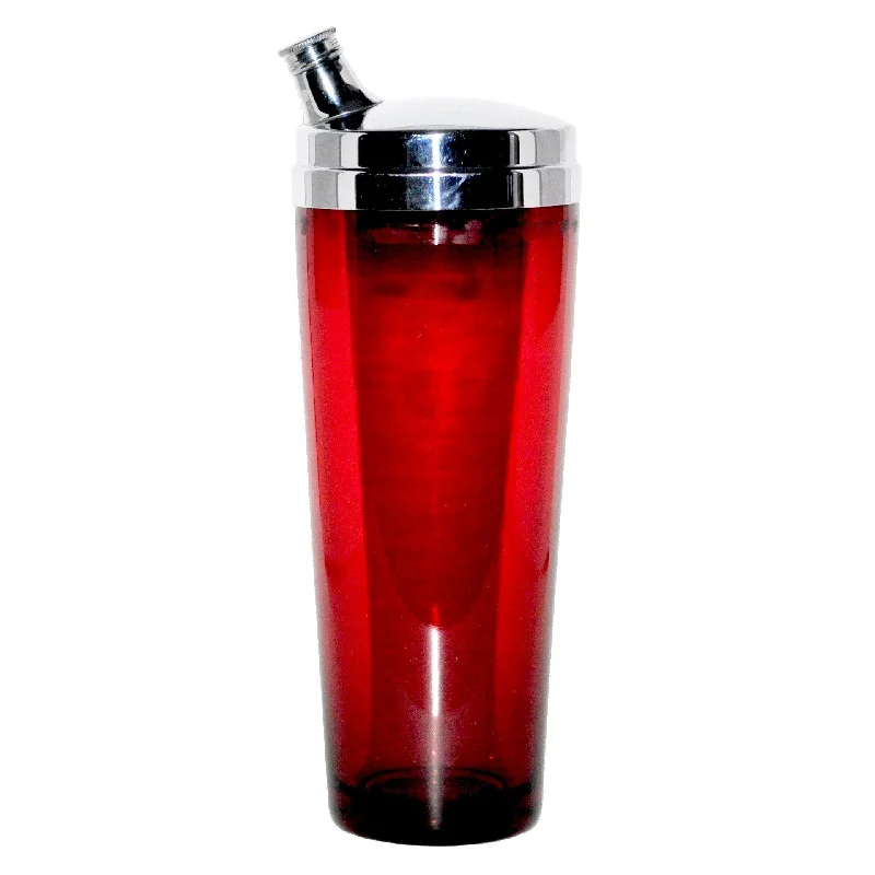 Ruby Red Glass Tall Spout Cocktail Shaker