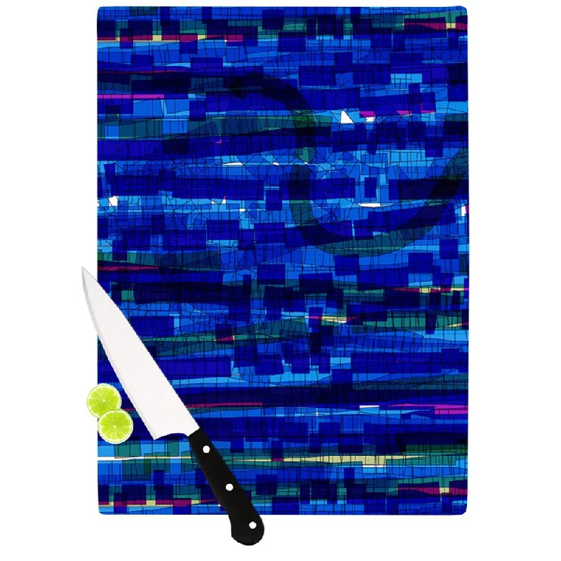 KESS InHouse Frederic Levy-Hadida 'Squares Traffic Blue' Cutting Board