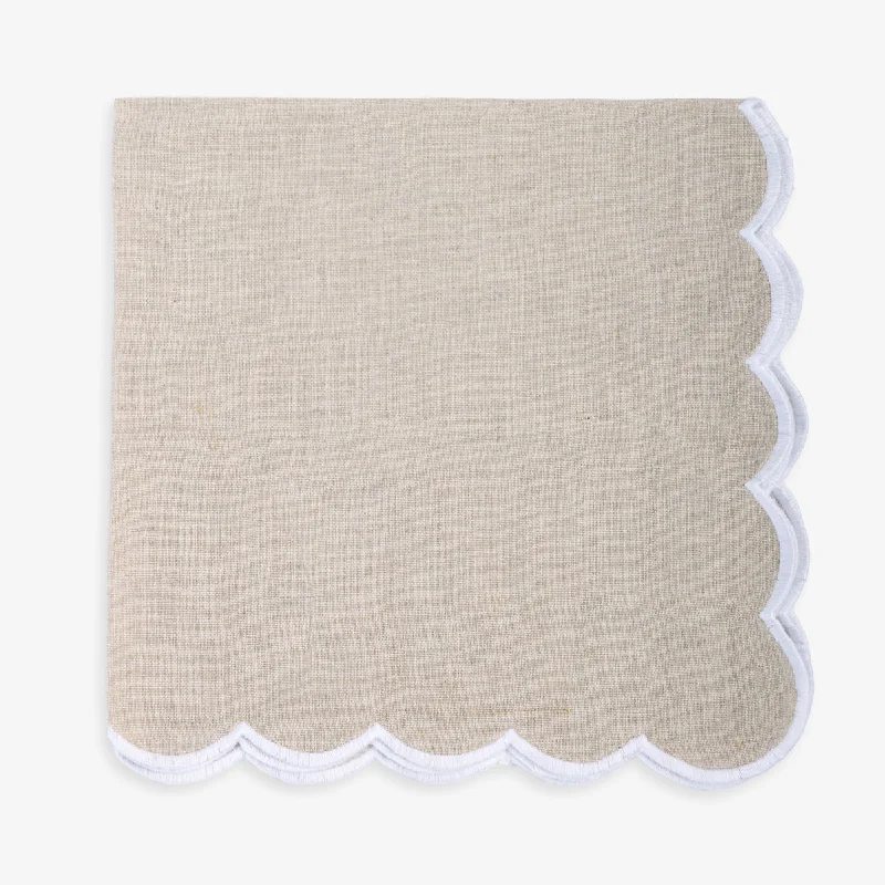 Scalloped Linen Napkin Beige