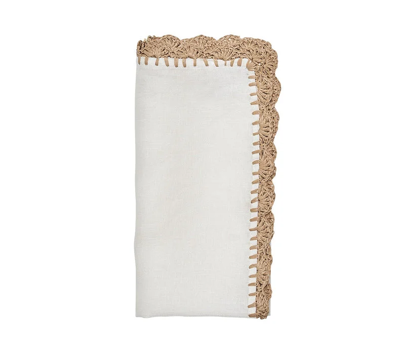 Shell Edge - White & Natural Napkin (Set of 4)