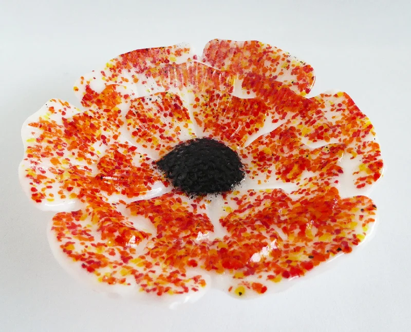 Fused Glass Poppy Dish