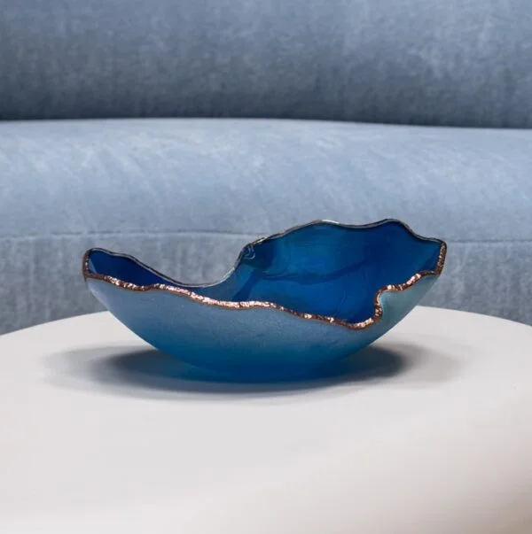 Mapa Azul With Bronze Trim Bowl