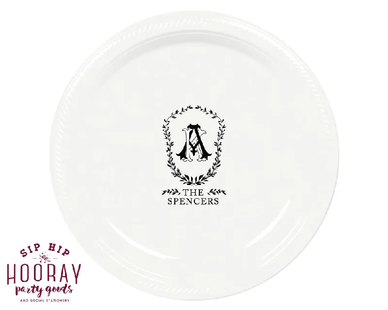 Formal Floral Crest Monogram Wedding Plates, #3007