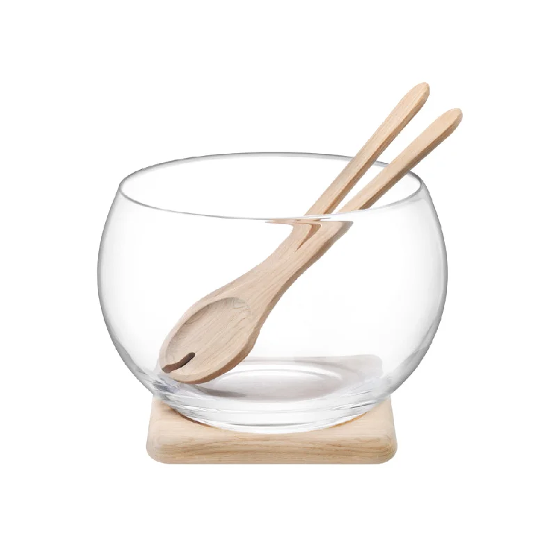 Serve Salad Set & Oak Base Set of 2