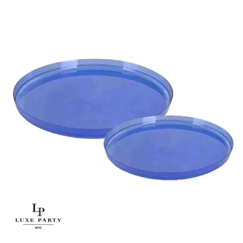 Round Transparent Blue Walled Plastic Plates