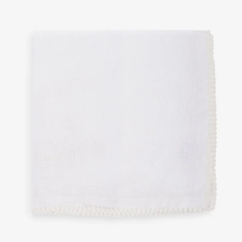 Pom Pom Linen Napkin White