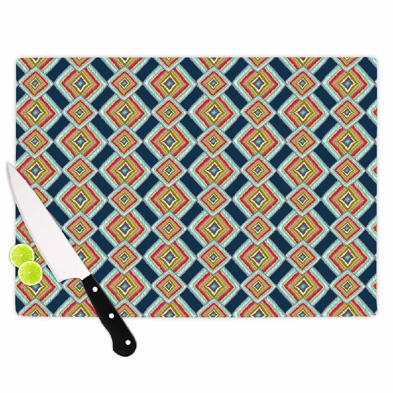 Kess InHouse Amy Reber "Rainbow IKAT" Green Abstract Cutting Board