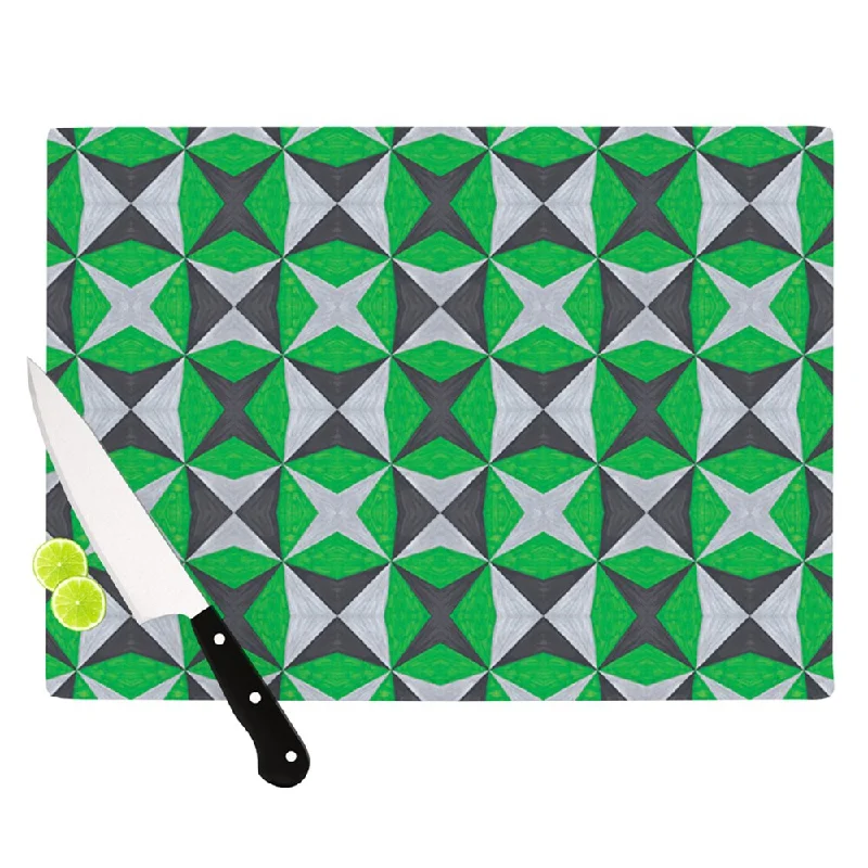 KESS InHouse Empire Ruhl 'Silver and Green Abstract' Green Black Cutting Board