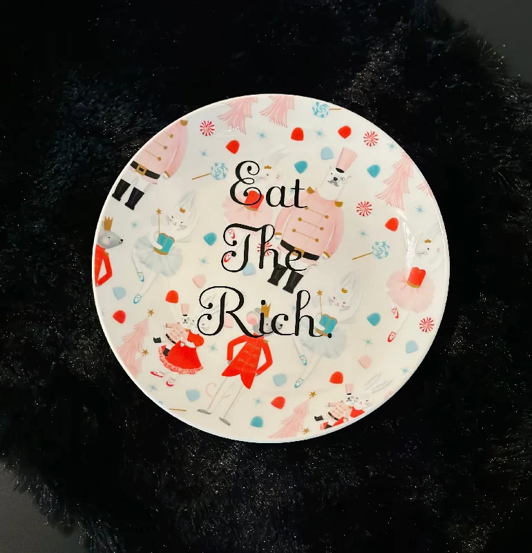 Eat The Rich. | vulgar vintage 8in decorative holiday cookie plate