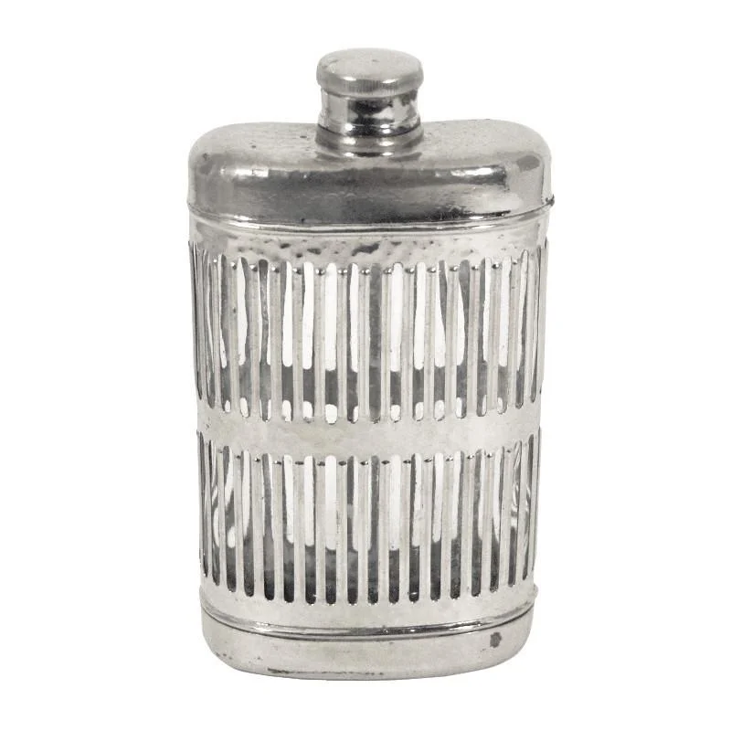 Chrome Plated Caged Glass Flask